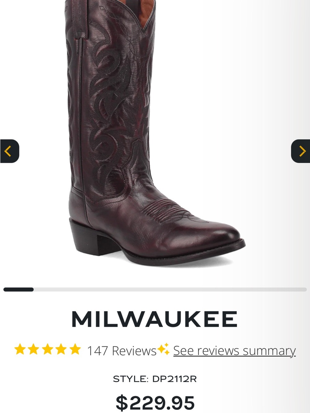 Dan Post Milwaukee Black Cherry 9.5 D